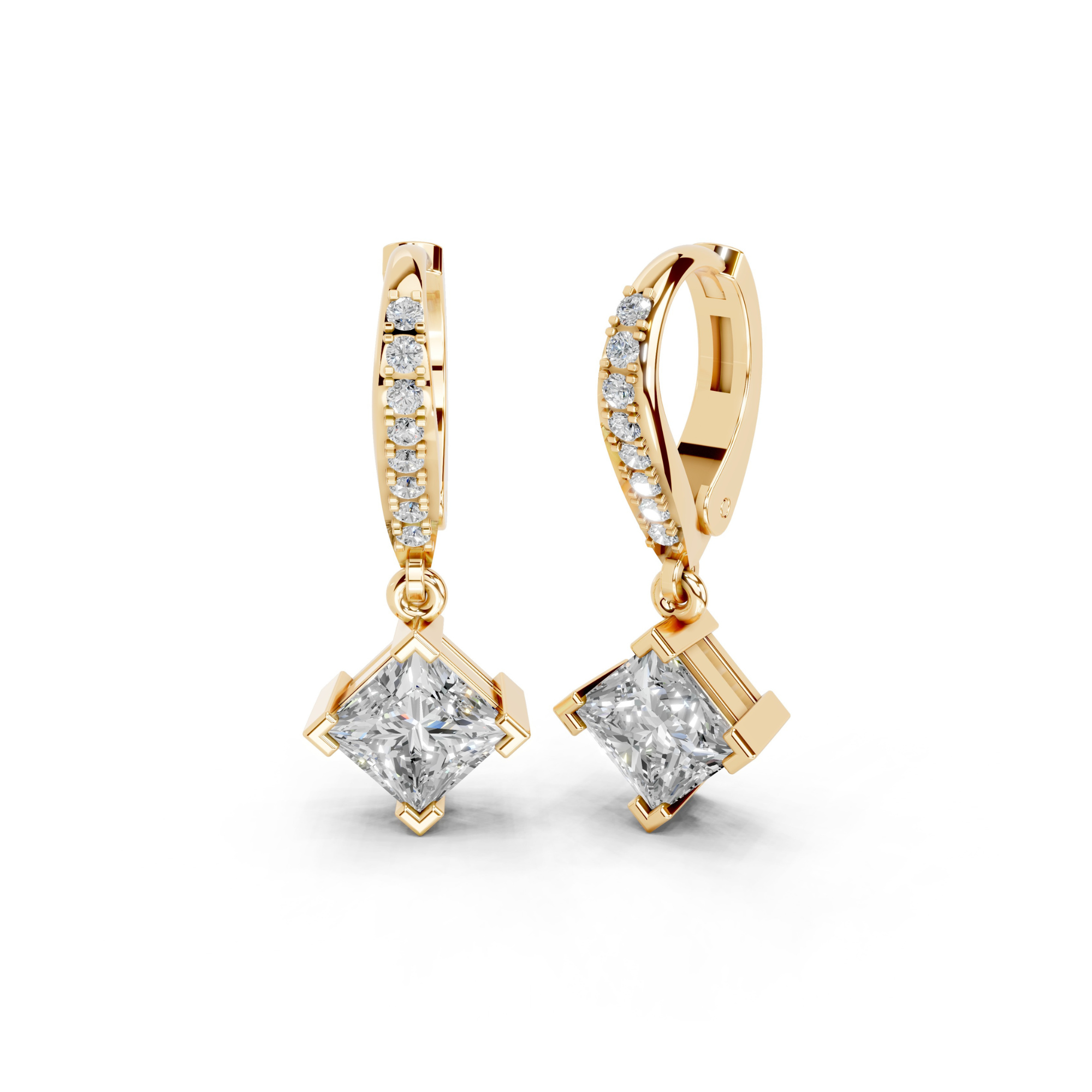 2.2 Carat Princess Cut Solitaire Drops